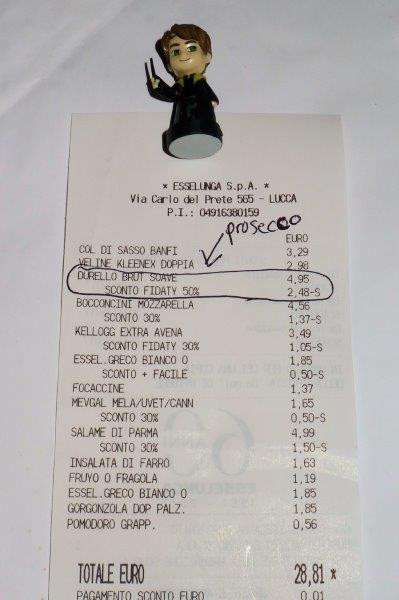 e receipt for the prosecco