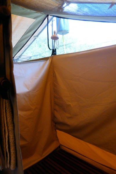 Shower set up inside the tent