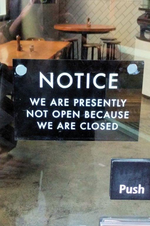 closed coffee shop sign