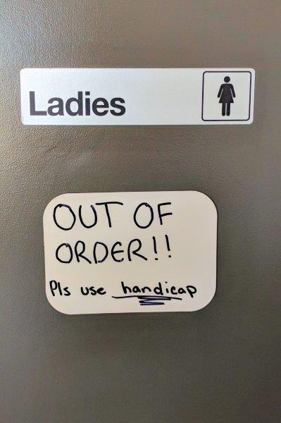 Ladies out of order sign