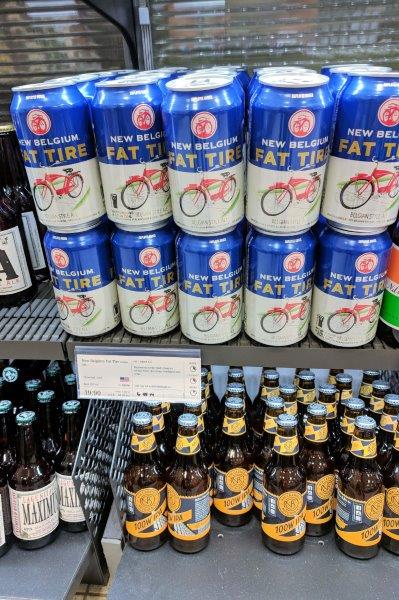 Cans of Fat Tire beer