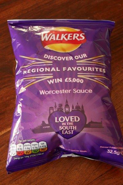 Worcester sauce flavored potato chips