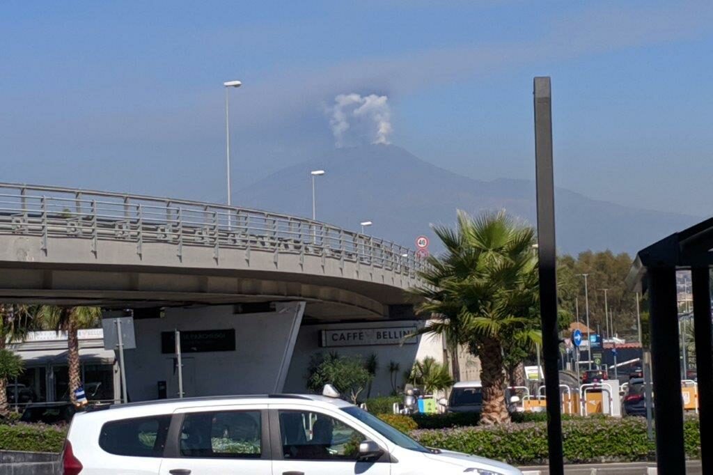 Mount Etna spewing smoke