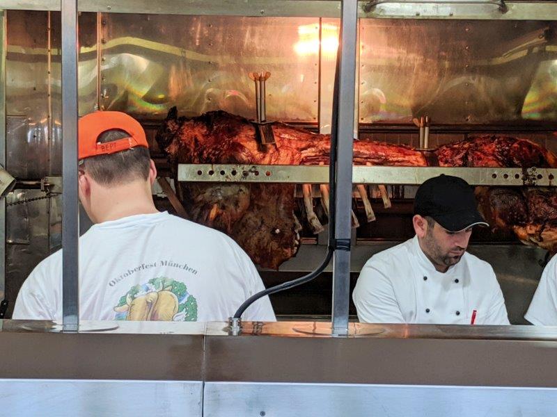 Oxen cooking in the tent